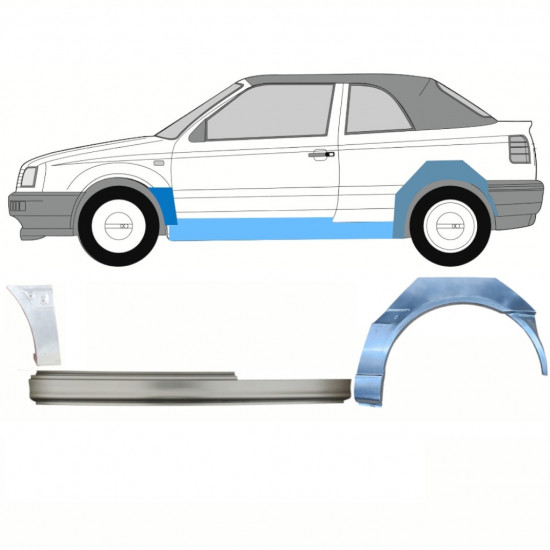 Panel de reparación del umbral + guardabarros delantero + guardabarros trasero para VW Golf 3 1993-1998  CABRIO / Izquierda / Conjunto 12568