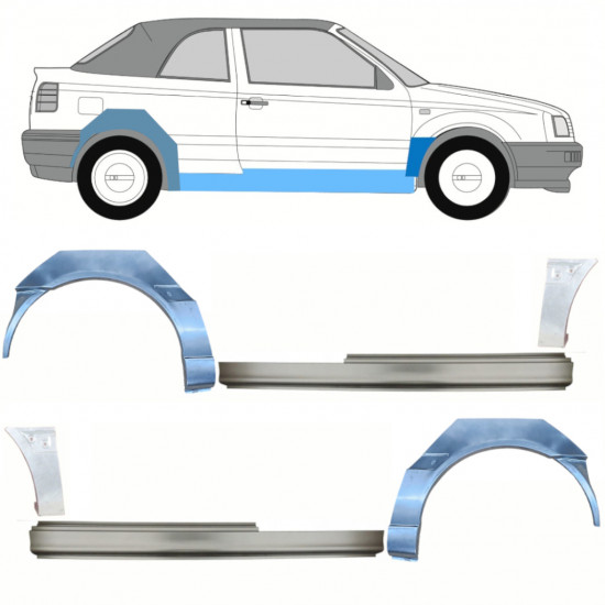 VW GOLF 3 1993-1998 CABRIO PANEL DE UMBRAL + PANEL DE REPARACIÓN DEL ALERÓN DELANTERO + PANEL DE REPARACIÓN DEL ALERÓN TRASERO / KIT / DERECHA + IZQUIERDA