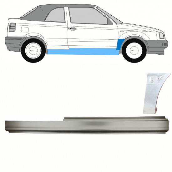 Panel de reparación del umbral + guardabarros delantero para VW Golf 3 1993-1998 / Derecho / CABRIO / Conjunto 10200