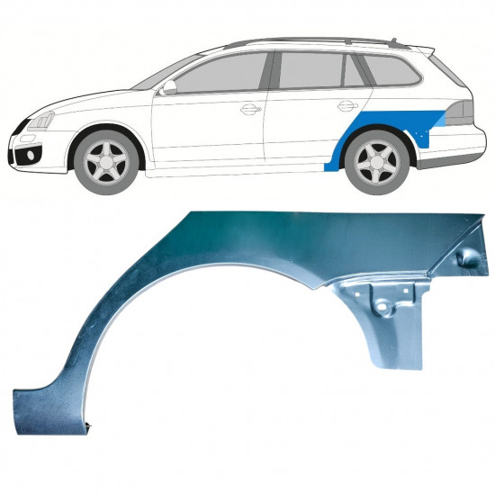 Panel de reparación guardabarros trasero para Volkswagen Golf 5 Variant 2007-2010 / Izquierda 12906