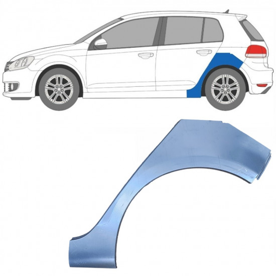 Panel de reparación guardabarros trasero para VW Golf 6 2008-2014 / Izquierda 6300