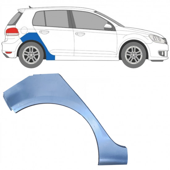 Panel de reparación guardabarros trasero para VW Golf 6 2008-2014 / Derecho 6302