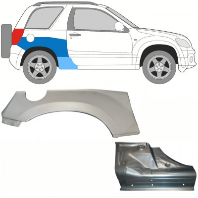 Panel de reparación del umbral + guardabarros trasero para Suzuki Grand Vitara 2005-2012 / Derecho / Conjunto 10840