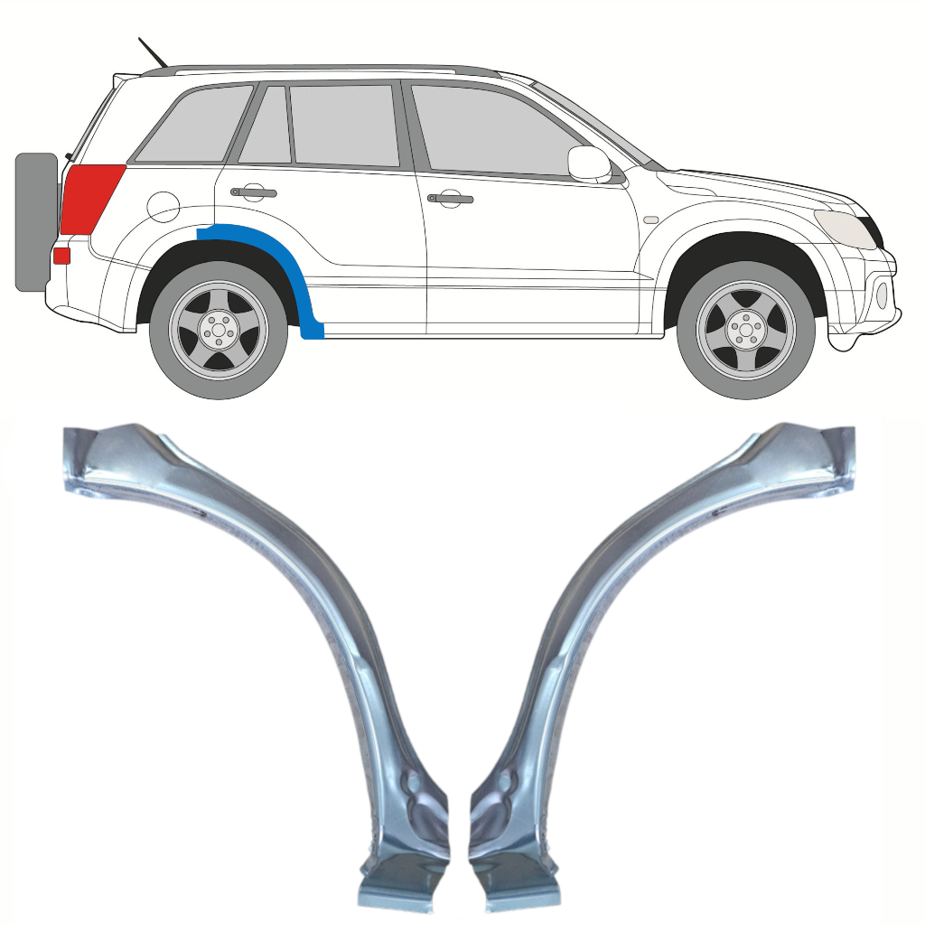 Panel De Reparación Guardabarros Trasero Parte Delantera Para Suzuki Grand Vitara 2005-2012 / Izquierda+Derecha / Conjunto 10177