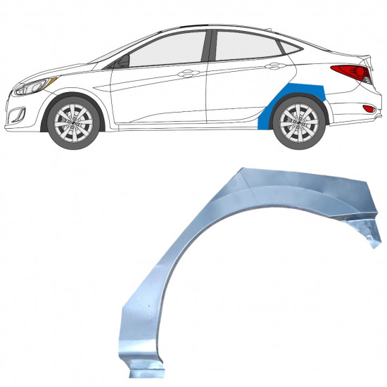 Panel de reparación guardabarros trasero para Hyundai Accent 2010- / Izquierda 12803