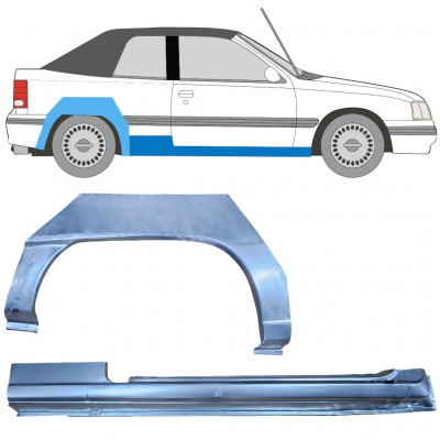 Panel de reparación del umbral + guardabarros trasero para Opel Kadett E 1987-1993  CABRIO / Derecho / Conjunto 12583