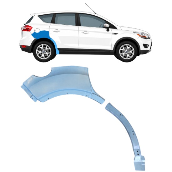 Panel de reparación guardabarros trasero para Ford Kuga 2008-2013 / Derecho / Conjunto 17082