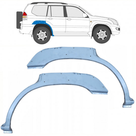 Panel de reparación guardabarros trasero con agujero para Toyota Land Cruiser 2003-2010 / Izquierda+Derecha / Conjunto 10214