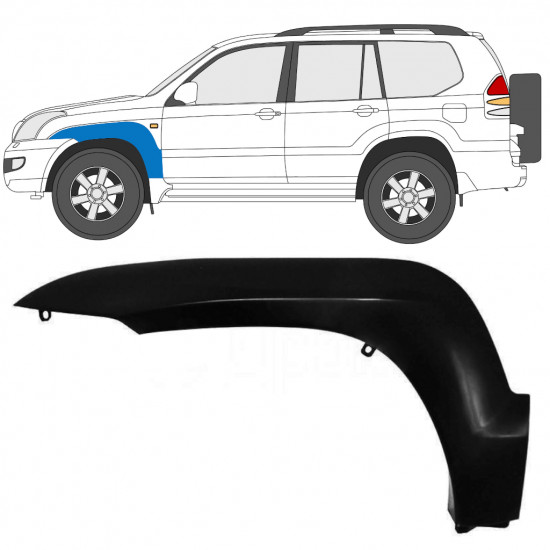 Moldura lateral guardabarros delantero para Toyota Land Cruiser J120 2003-2010 / Izquierda 12953