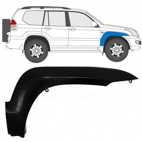 Moldura lateral guardabarros delantero para Toyota Land Cruiser J120 2003-2010 / Derecho 12952