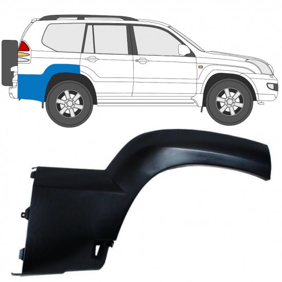 Moldura lateral guardabarros trasero para Toyota Land Cruiser J120 2003-2010 / Derecho 12954