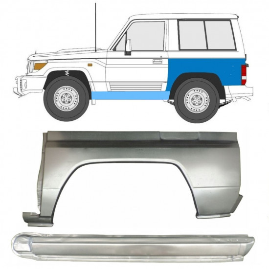 Panel de reparación del umbral + guardabarros trasero para Toyota Land Cruiser 1984-1993 / Izquierda / Conjunto 11479