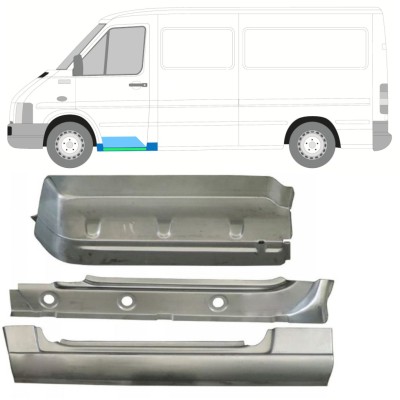 Panel de reparación del umbral interna + guardabarros + escalón delantero para Volkswagen LT 1996-2005 / Izquierda 16572