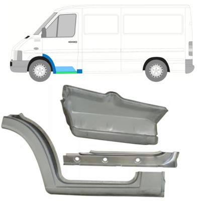 Panel de reparación del umbral interna + guardabarros + escalón delantero para Volkswagen LT 1996-2005 / Izquierda 16574