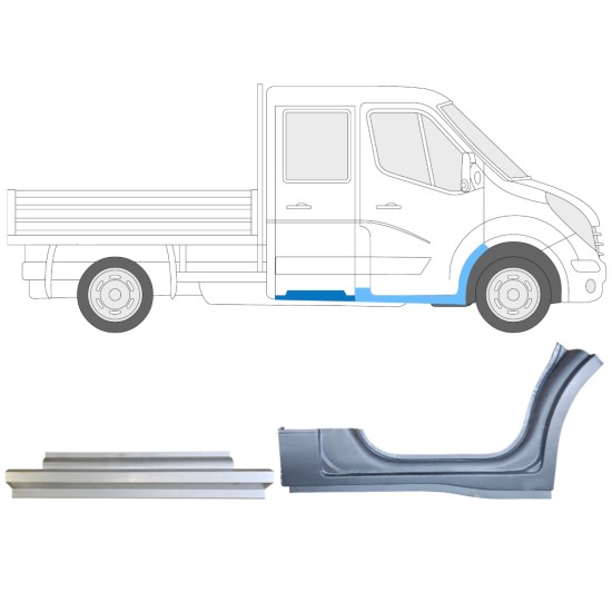 Panel de reparación conjunto para Renault Master 2010- / Derecho / Dabina doble / 14913