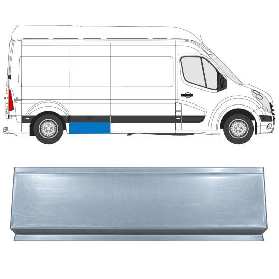 Panel de reparación guardabarros trasero parte delantera para Nissan NV400 2010- / Izquierda = Derecha (simétrico) 17299