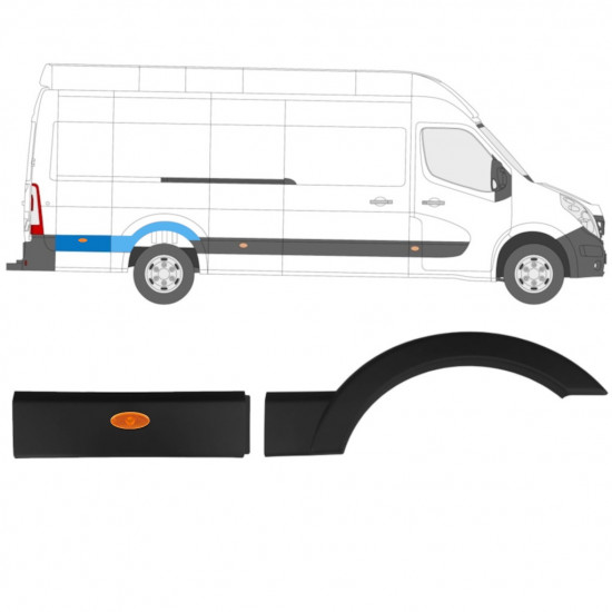 RENAULT MASTER 2010- MOLDURA LATERAL EXTRA LARGO / KIT / DERECHA