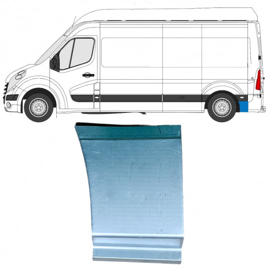 Panel de reparación guardabarros trasero parte inferior detrás de la rueda para Renault Master 2010- / Izquierda 12851