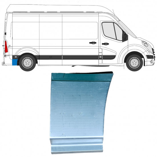 Panel de reparación guardabarros trasero parte inferior detrás de la rueda para Renault Master 2010- / Derecho 12850