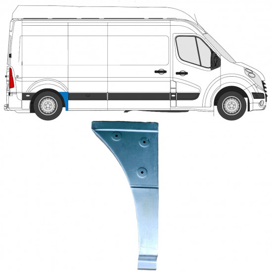 Panel de reparación guardabarros trasero parte delantera para Renault Master 2010- / Derecho 12848