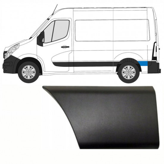 RENAULT MASTER 2010- CORTO MOLDURA LATERAL DETRÁS DE RUEDA / IZQUIERDA