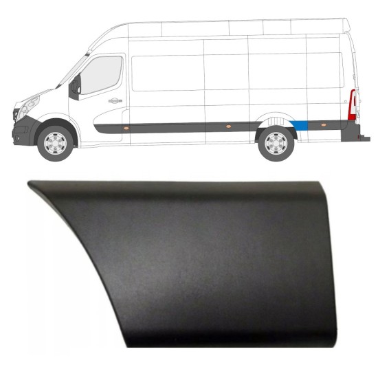 Moldura lateral guardabarros trasero detrás de la rueda para Renault Master 2010- / Izquierda 16659