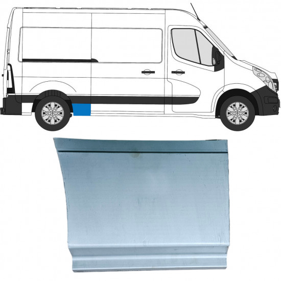 Panel de reparación guardabarros trasero parte inferior delantera para Renault Master 2010- / Derecho 12842