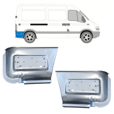 Panel de reparación guardabarros trasero parte inferior detrás de la rueda para Renault Master 1998-2010 / Izquierda+Derecha / Conjunto 16140