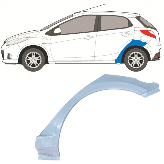 Panel de reparación guardabarros trasero para Mazda 2 2007-2014 / Izquierda 12640