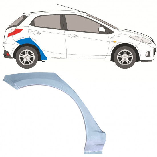 Panel de reparación guardabarros trasero para Mazda 2 2007-2014 / Derecho 12639