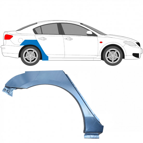 Panel de reparación guardabarros trasero para Mazda 3 BK 2003-2009 / Derecho 8605