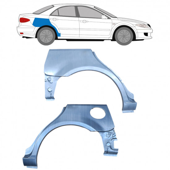 Panel de reparación guardabarros trasero para Mazda 6 2002-2008 / Izquierda+Derecha / HATCHBACK / Conjunto 9165