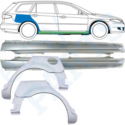 Panel de reparación del umbral + guardabarros trasero para Mazda 6 2002-2008 / COMBI / Conjunto 10538