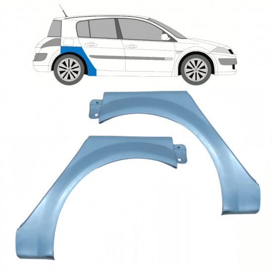 Panel de reparación guardabarros trasero para Renault Megane 2002-2008 / Izquierda+Derecha / Conjunto 10205