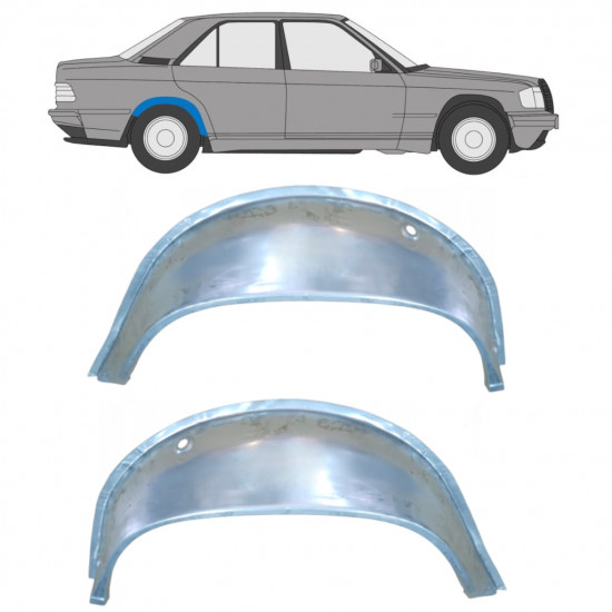 Panel de reparación guardabarros trasero interno para Mercedes 190 1982-1993 / Izquierda+Derecha / Conjunto 9837