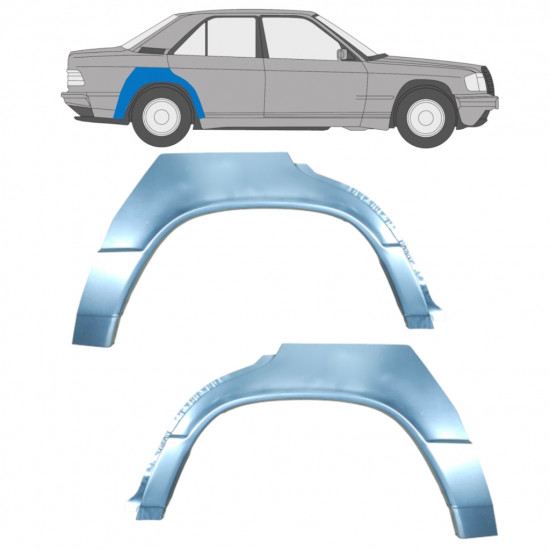 Panel de reparación guardabarros trasero para Mercedes 190 1982-1993 / Izquierda+Derecha / Conjunto 9506