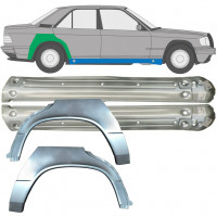 Panel de reparación del umbral + guardabarros trasero para Mercedes 190 1982-1993 / Izquierda+Derecha / Conjunto 9522