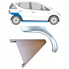 Panel de reparación del umbral + guardabarros trasero para Mercedes A-Class W168 1997-2004 / Derecho / Conjunto 8721