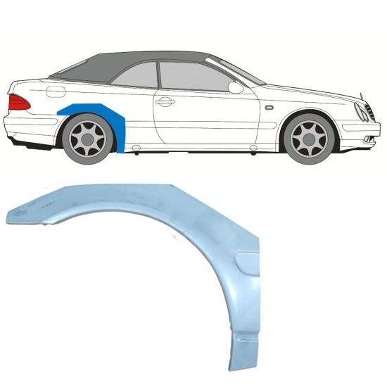 Panel de reparación guardabarros trasero para Mercedes CLK A208 1997-2003 / Derecho / CABRIO /  7688