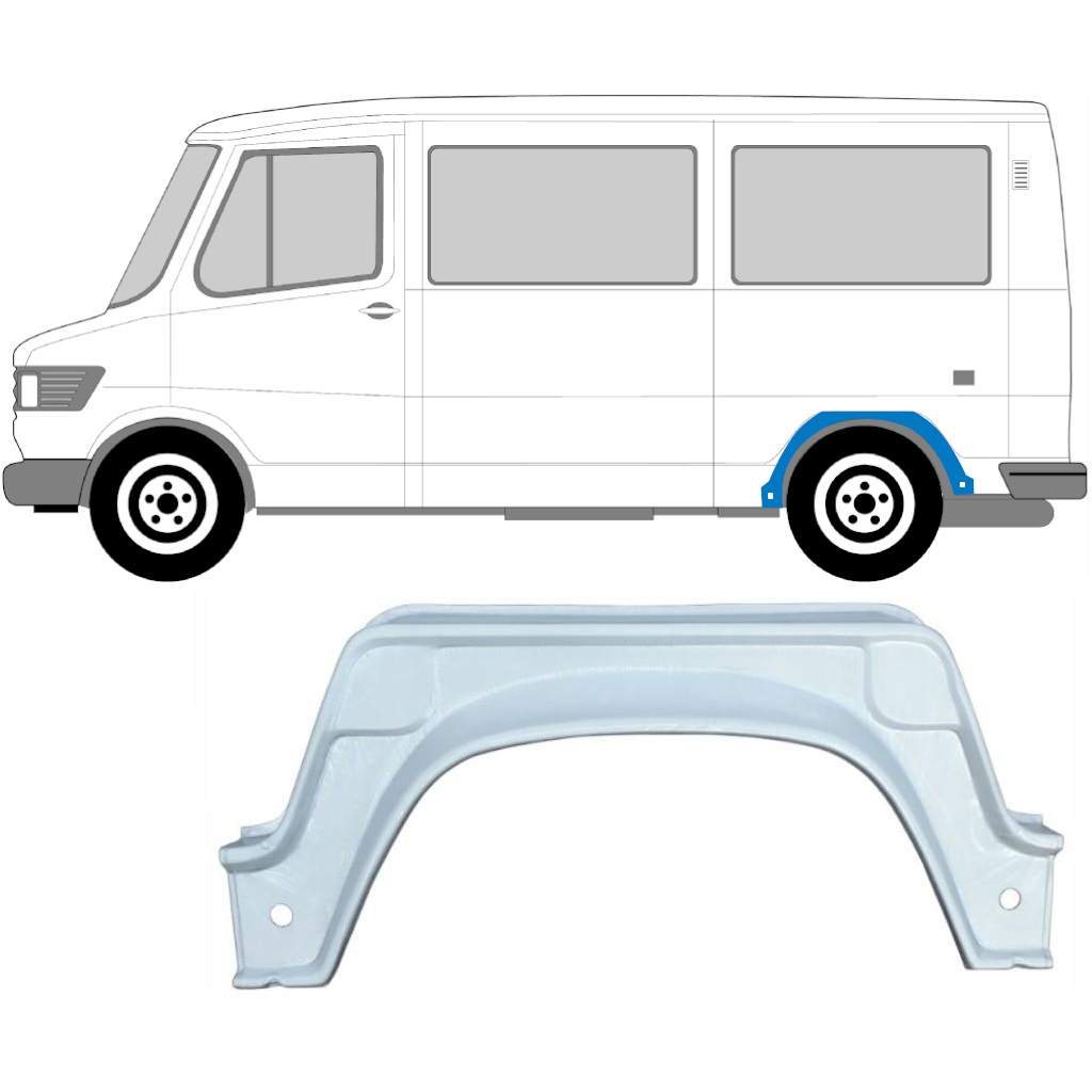 Panel de reparación guardabarros trasero interno para Mercedes T1 1977-1996 / Izquierda 5217