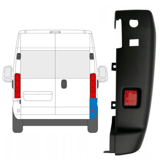 Esquina parachoques trasero 180 grados para Opel Movano 2021-2026 / Derecho 16036