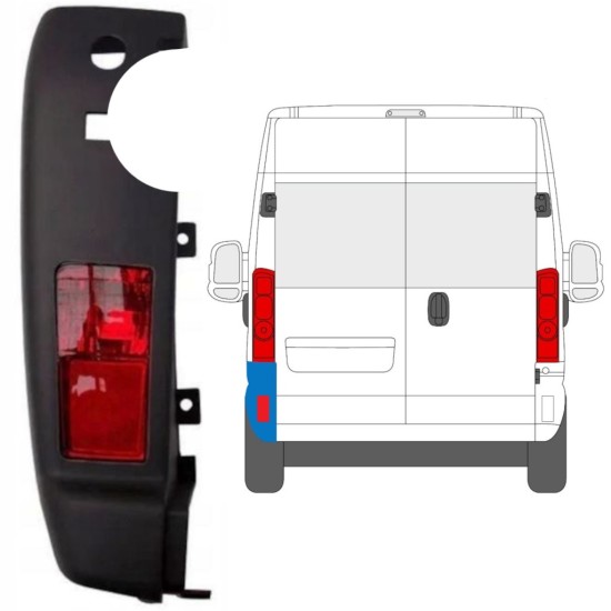 Esquina del parachoques trasero con lámpara para Opel Movano 2021-2026 / Izquierda / Conjunto 15773