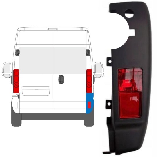 Esquina del parachoques trasero con lámpara para Opel Movano 2021-2026 / Derecho / Conjunto 15794