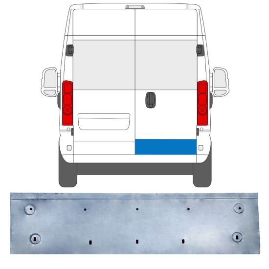 Panel de reparación puerta trasera para Opel Movano 2021-2026 / Derecho 16512