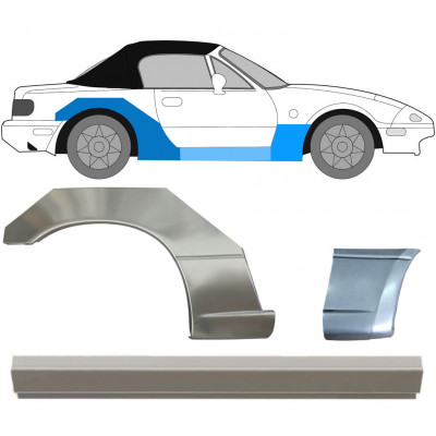 Panel de reparación del umbral + guardabarros delantero + guardabarros trasero para Mazda MX-5 1989-1998 / Derecho / Conjunto 12580