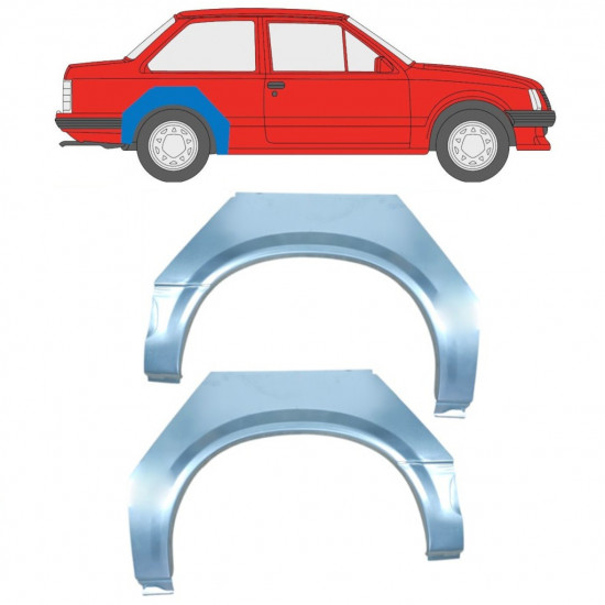 Panel de reparación guardabarros trasero para Opel Corsa A 1982-1993 / Izquierda+Derecha / Conjunto 11020