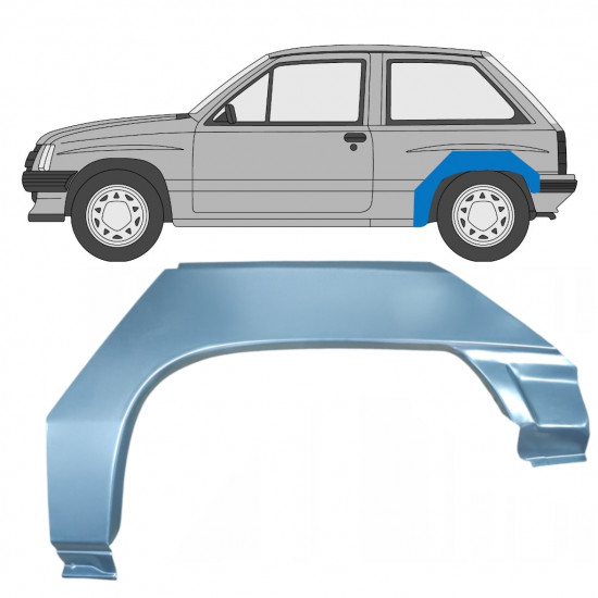 Panel de reparación guardabarros trasero para Opel Corsa A 1982-1993 / Izquierda 7702