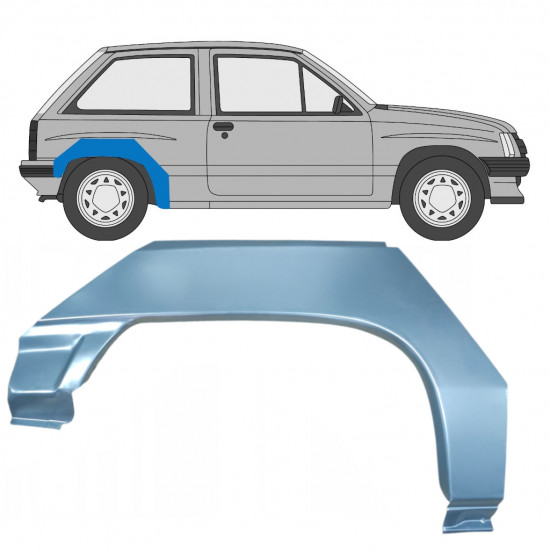 Panel de reparación guardabarros trasero para Opel Corsa A 1982-1993 / Derecho 7701