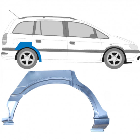 Panel de reparación guardabarros trasero para Opel Zafira 1999-2005 / Derecho 6888