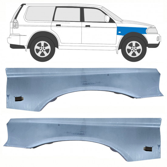 Panel de reparación guardabarros delantero para Mitsubishi Pajero Sport 1996-2008 / Izquierda+Derecha / Conjunto 10104